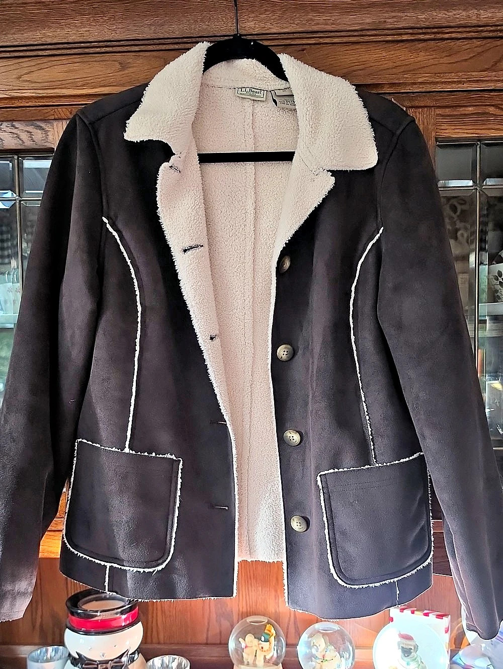 L.L.Bean Sherpa Lined Leather-Style Jacket Medium